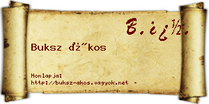 Buksz Ákos névjegykártya